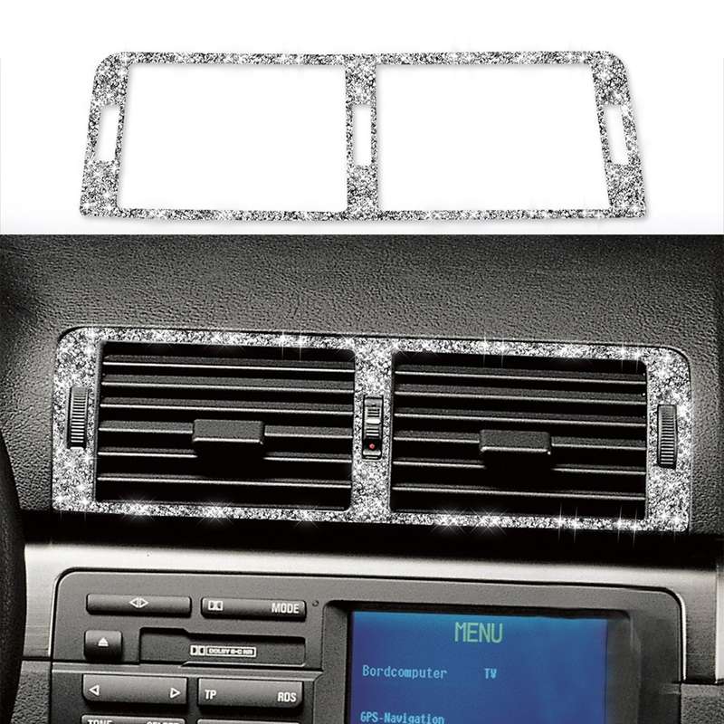 For BMW Series 3 E46 1998-2005 Car Middle Air Outlet Diamond Decoration Sticker, Left and Right Driv