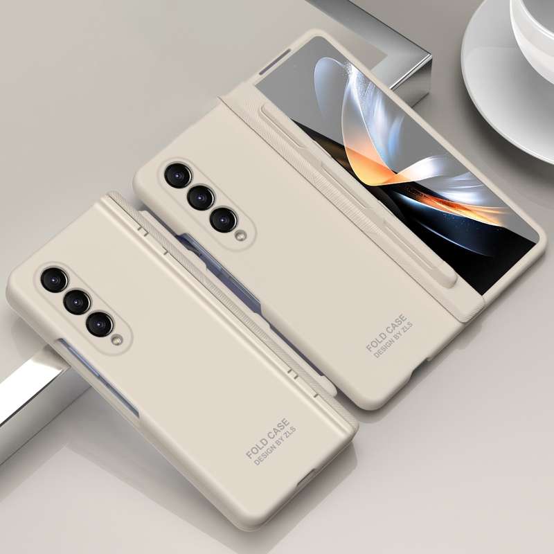 For Samsung Galaxy Z Fold4 5G Extraordinary Series Hinged Folding Full Phone Case with Pen Slot & St
