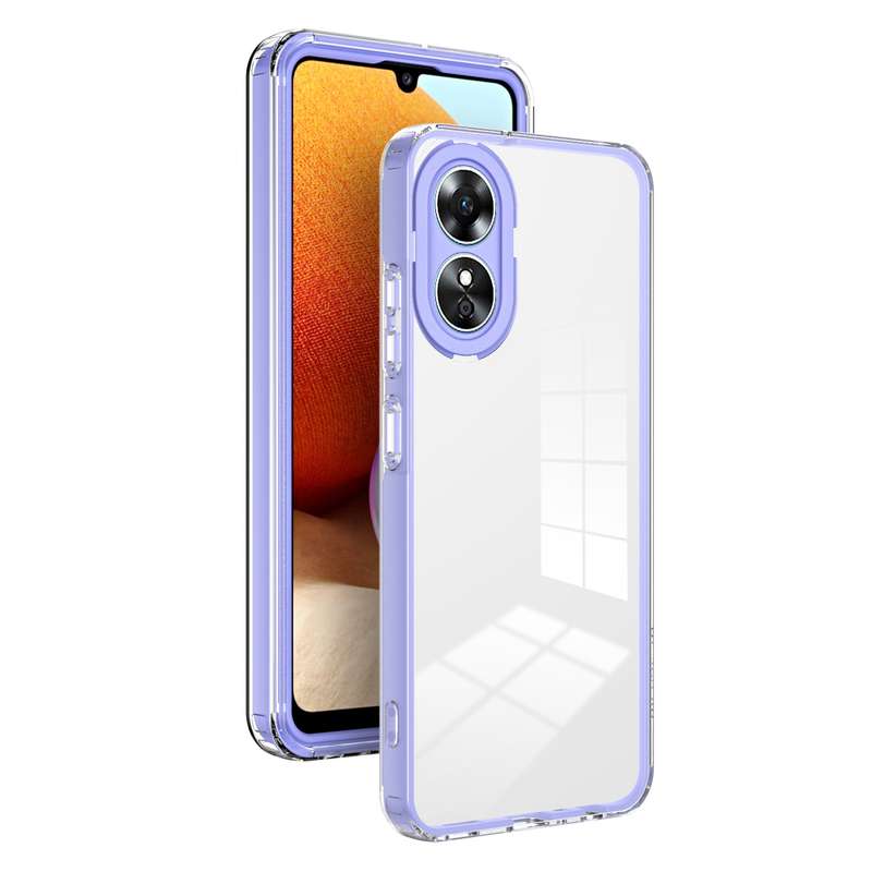 For OPPO A38 3 in 1 Clear TPU Color PC Frame Phone Case(Black)