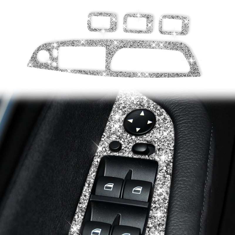 For BMW X5 E70 2008-2013 / X6 E71 2009-2014 Car Window Lift Panel Diamond Decoration Sticker, High C