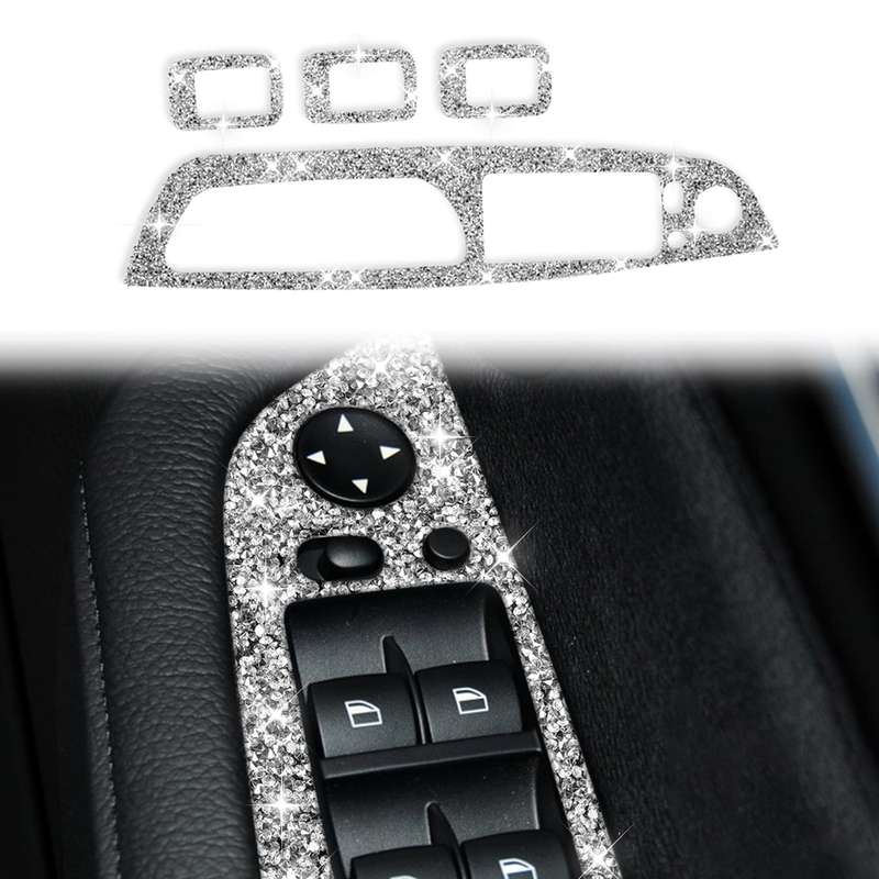 For BMW X5 E70 2008-2013 / X6 E71 2009-2014 Car Window Lift Panel Diamond Decoration Sticker, High C