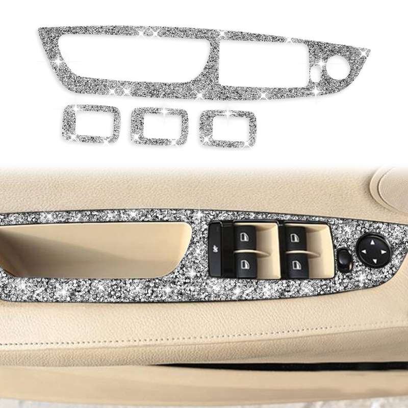 For BMW X5 E70 2008-2013 / X6 E71 2009-2014 Car Window Lift Panel Diamond Decoration Sticker, Low Co