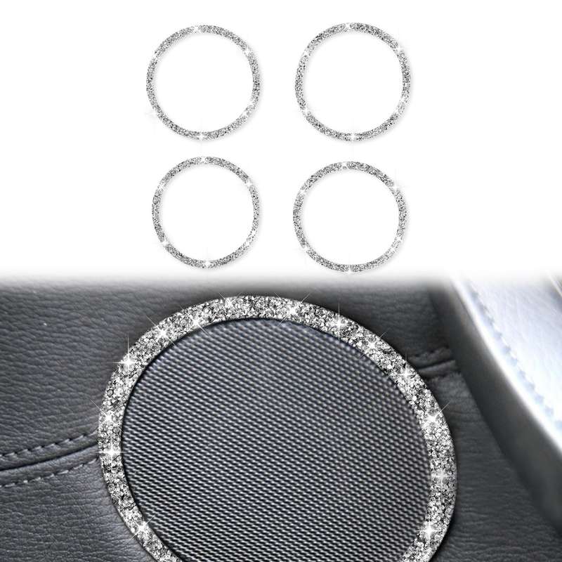 For BMW E70 2008-2013 / E71 2008-2014 4pcs Car Horn Circle Diamond Decoration Sticker, Left and Righ