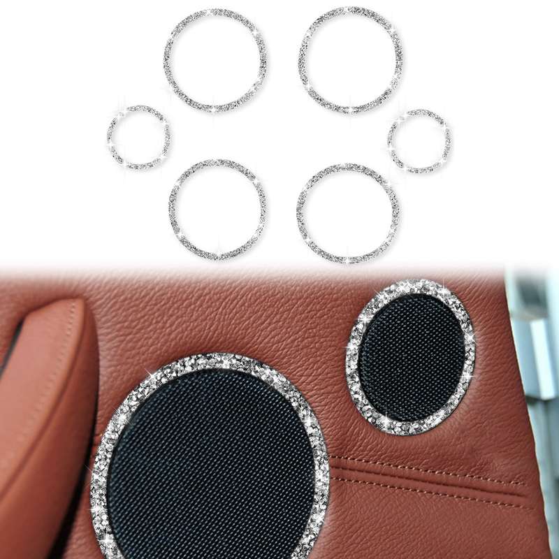 For BMW E70 2008-2013 / E71 2008-2014 6pcs Car Horn Circle Diamond Decoration Sticker, Left and Righ