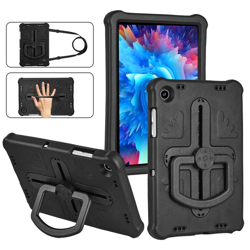 For Samsung Galaxy Tab A9+ Shield 360 Rotation Handle EVA Shockproof PC Tablet Case(Blue Black)