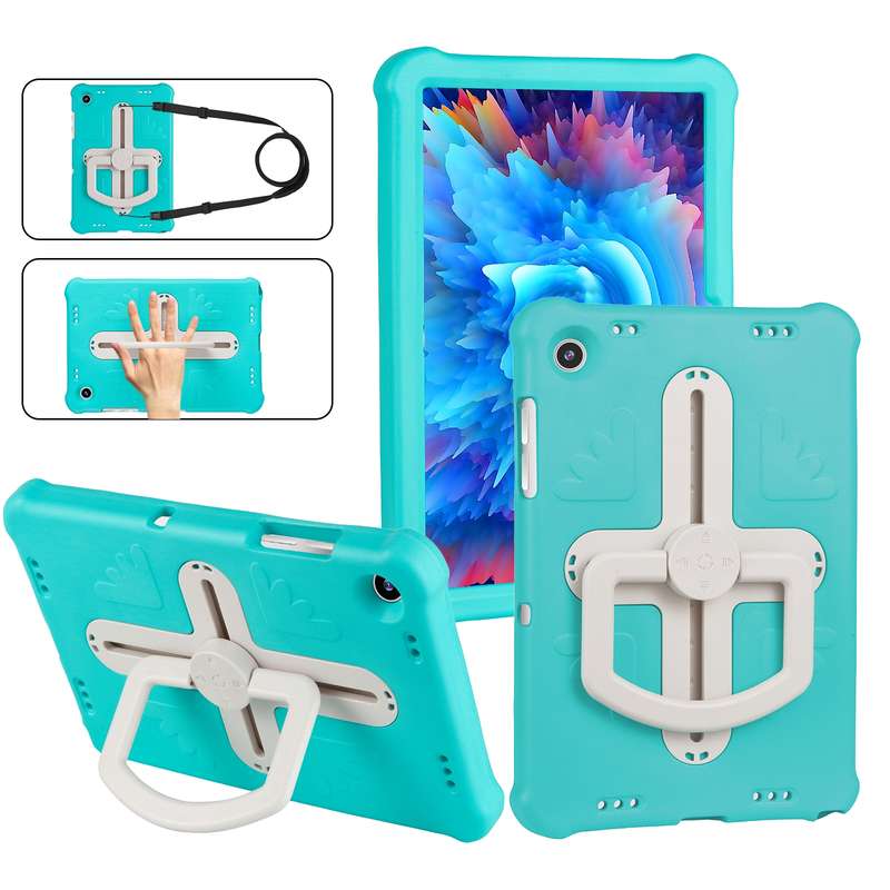For Samsung Galaxy Tab A9+ Shield 360 Rotation Handle EVA Shockproof PC Tablet Case(Blue Black)