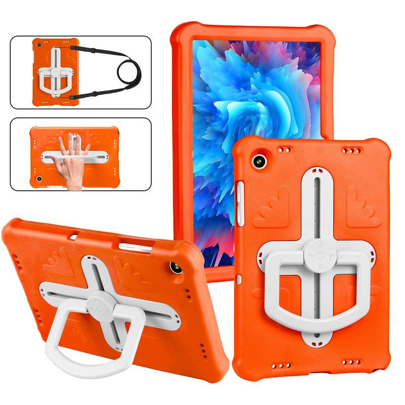 For Samsung Galaxy Tab A9+ Shield 360 Rotation Handle EVA Shockproof PC Tablet Case(Blue Black)
