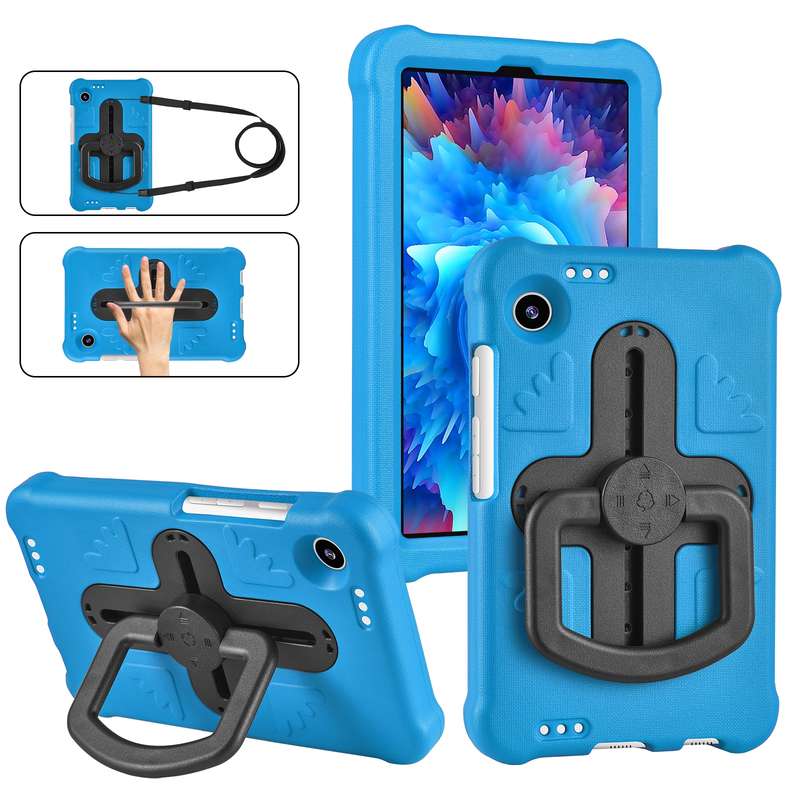 For Samsung Galaxy Tab A9 Shield 360 Rotation Handle EVA Shockproof PC Tablet Case(Black)