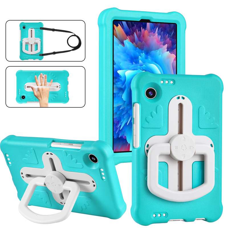 For Samsung Galaxy Tab A9 Shield 360 Rotation Handle EVA Shockproof PC Tablet Case(Black)