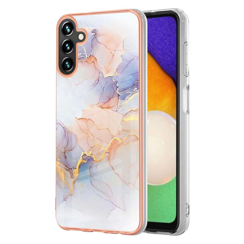 For Samsung Galaxy A55 5G Electroplating IMD TPU Phone Case(White Marble)