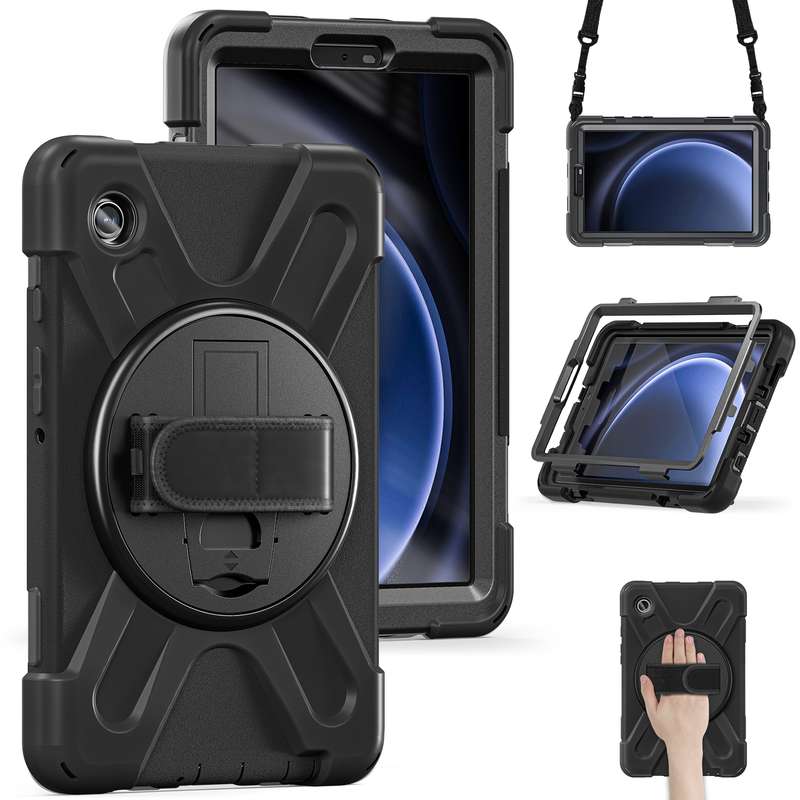 For Samsung Galaxy Tab A9+ Rotary Handle Grab TPU + PC Tablet Case(Green)