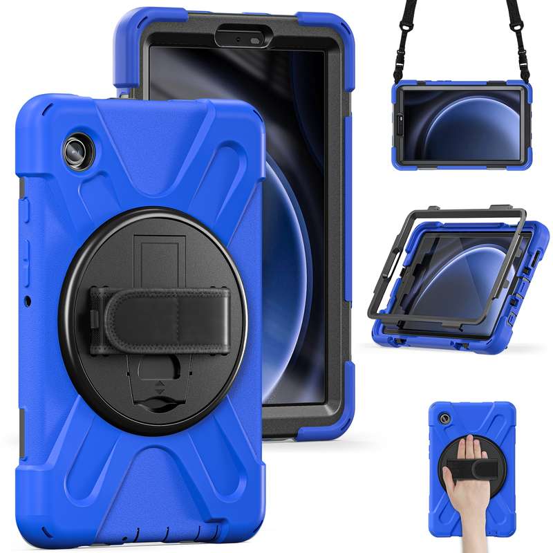 For Samsung Galaxy Tab A9+ Rotary Handle Grab TPU + PC Tablet Case(Green)