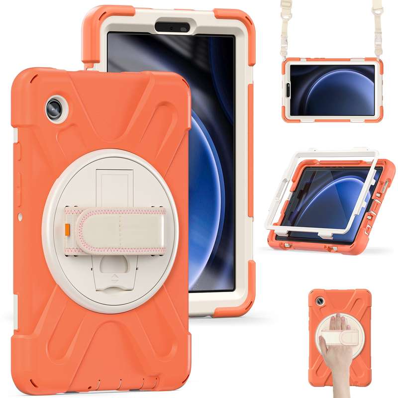 For Samsung Galaxy Tab A9+ Rotary Handle Grab TPU + PC Tablet Case(Green)