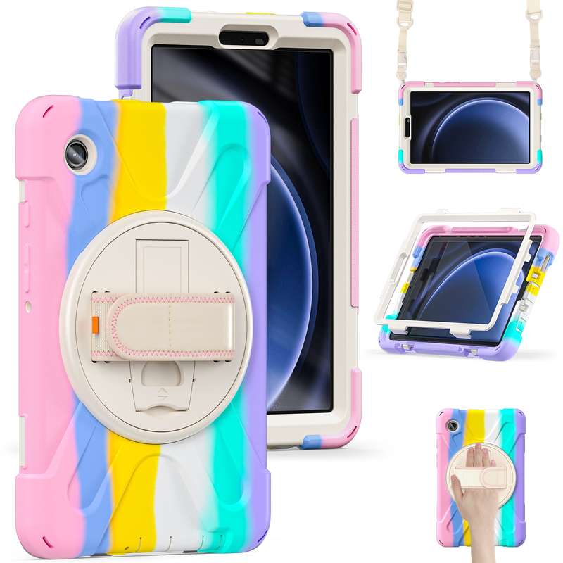 For Samsung Galaxy Tab A9+ Rotary Handle Grab TPU + PC Tablet Case(Green)