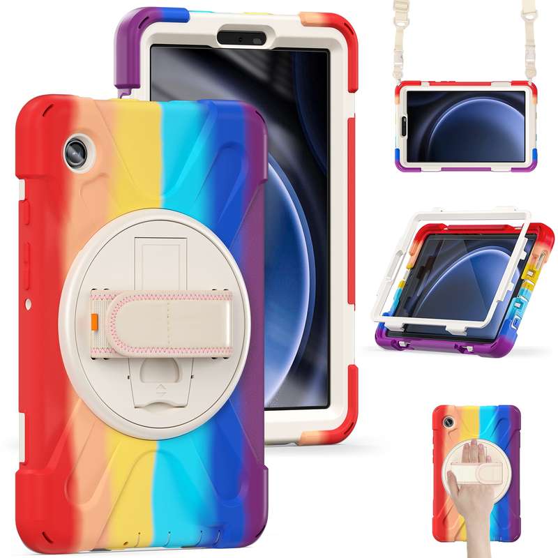 For Samsung Galaxy Tab A9+ Rotary Handle Grab TPU + PC Tablet Case(Green)