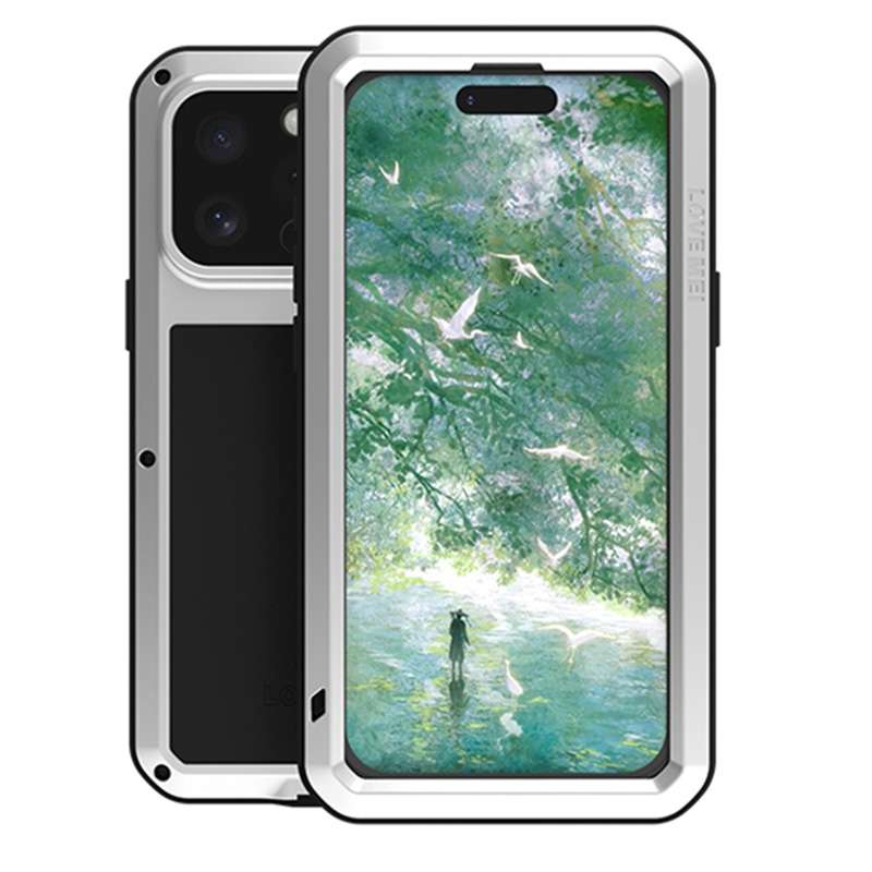 For iPhone 16 Pro LOVE MEI Metal Shockproof Life Waterproof Dustproof Phone Case(Black)