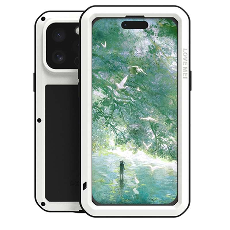 For iPhone 16 Pro LOVE MEI Metal Shockproof Life Waterproof Dustproof Phone Case(Black)