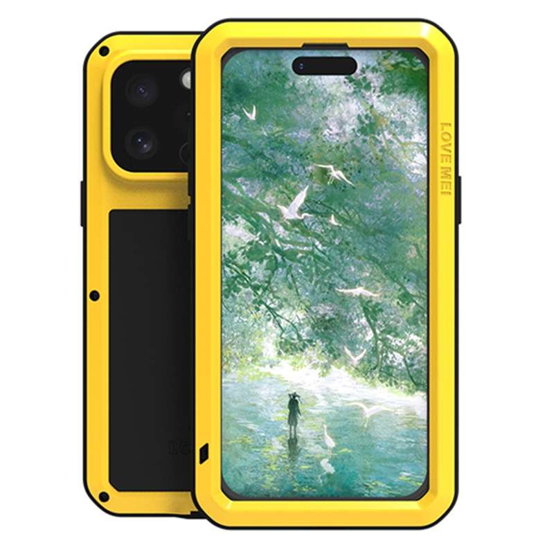 For iPhone 16 Pro LOVE MEI Metal Shockproof Life Waterproof Dustproof Phone Case(Black)