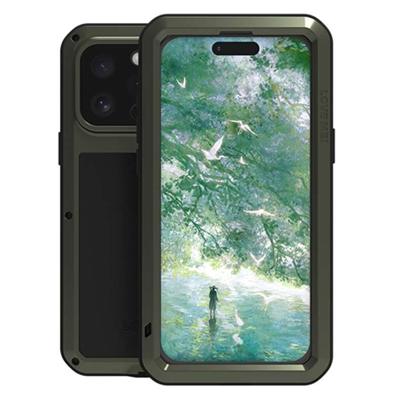 For iPhone 16 Pro LOVE MEI Metal Shockproof Life Waterproof Dustproof Phone Case(Black)