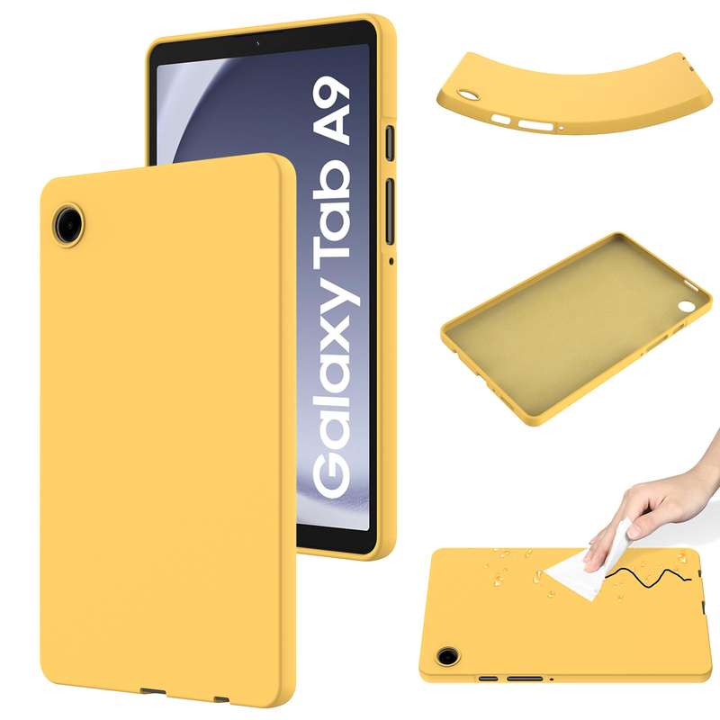 For Samsung Galaxy Tab A9 Pure Color Liquid Silicone Shockproof Tablet Case(Black)
