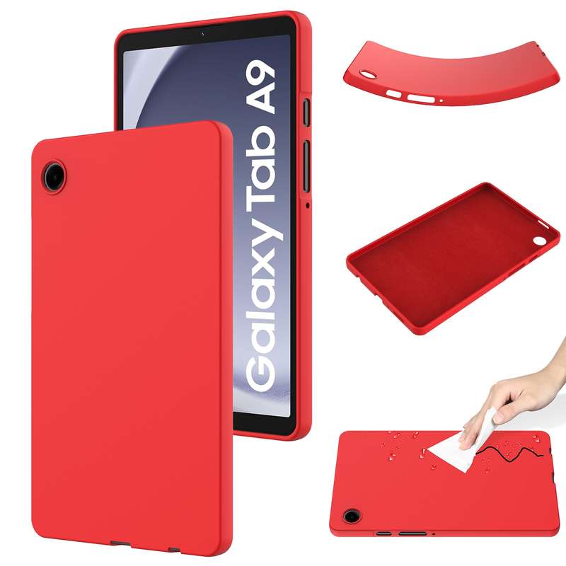For Samsung Galaxy Tab A9 Pure Color Liquid Silicone Shockproof Tablet Case(Black)