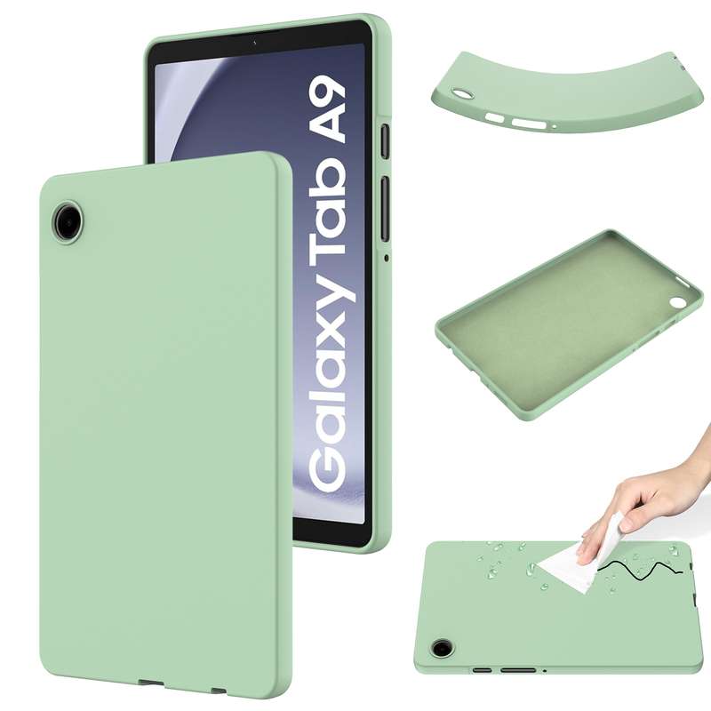 For Samsung Galaxy Tab A9 Pure Color Liquid Silicone Shockproof Tablet Case(Black)