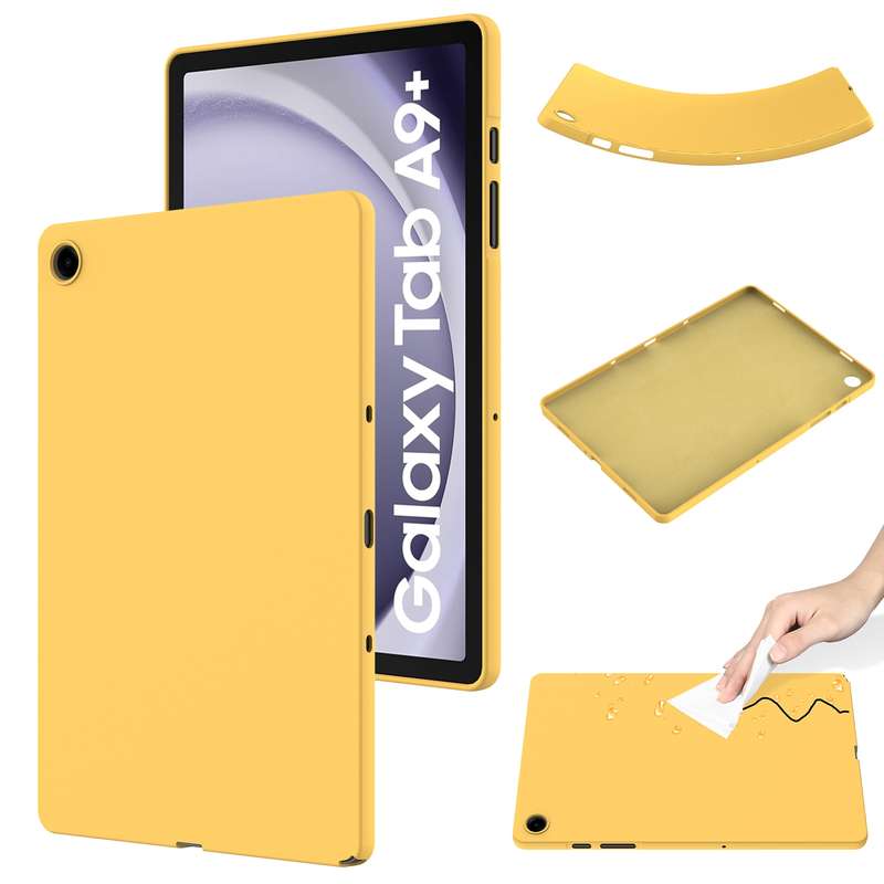 For Samsung Galaxy Tab A9+ Pure Color Liquid Silicone Shockproof Tablet Case(Black)