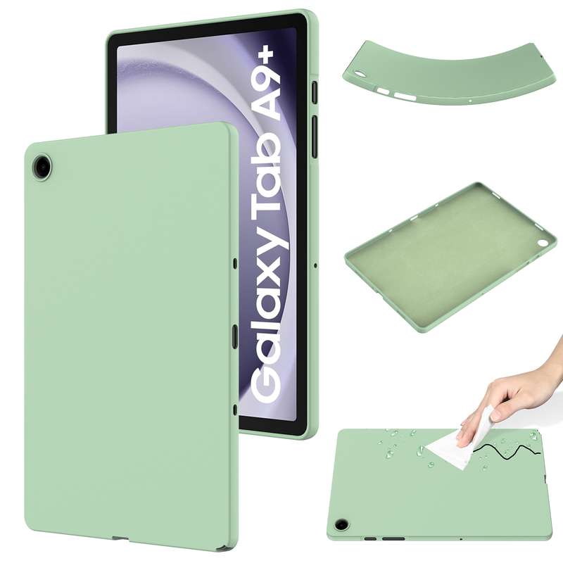 For Samsung Galaxy Tab A9+ Pure Color Liquid Silicone Shockproof Tablet Case(Black)