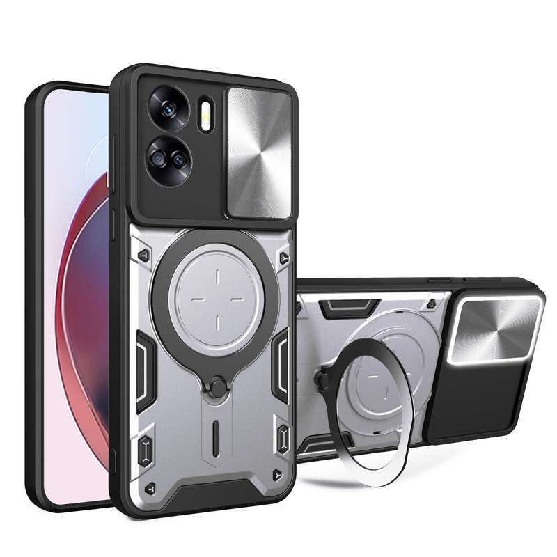 For Honor 90 Lite 5G CD Texture Sliding Camshield Magnetic Holder Phone Case(Black)