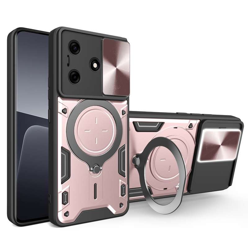 For Tecno Spark 10 / Spark 10C CD Texture Sliding Camshield Magnetic Holder Phone Case(Black)