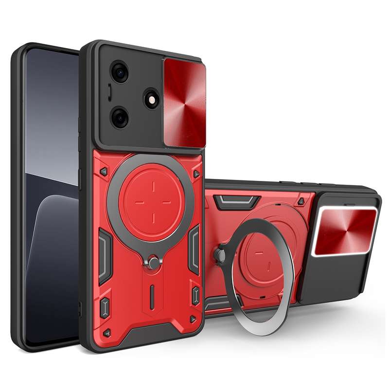 For Tecno Spark 10 / Spark 10C CD Texture Sliding Camshield Magnetic Holder Phone Case(Black)