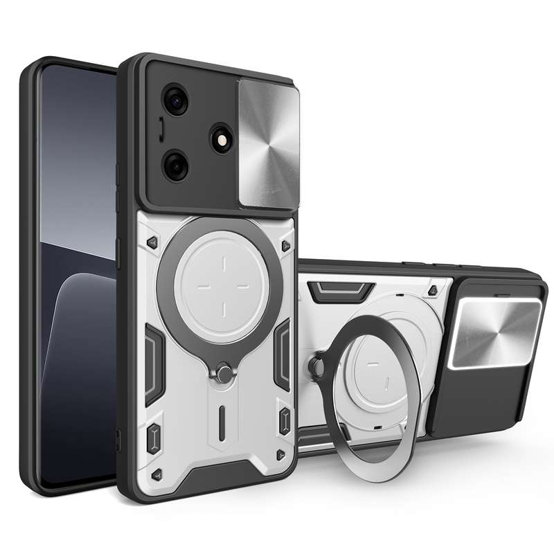 For Tecno Spark 10 / Spark 10C CD Texture Sliding Camshield Magnetic Holder Phone Case(Black)