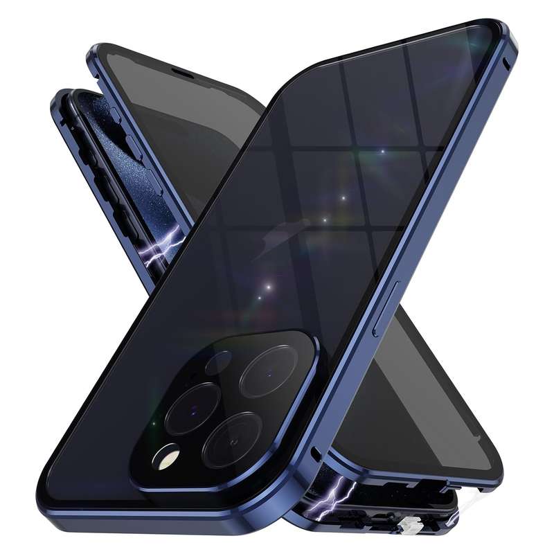 For iPhone 15 Pro Max Anti-peeping Magnetic Double-sided Tempered Glass Phone Case
