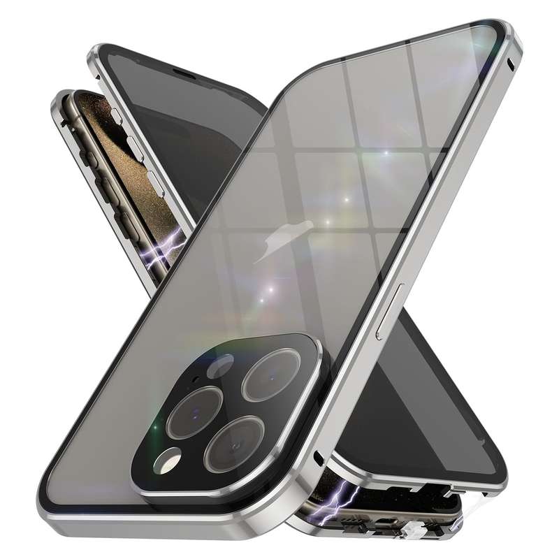 For iPhone 15 Pro Max Anti-peeping Magnetic Double-sided Tempered Glass Phone Case