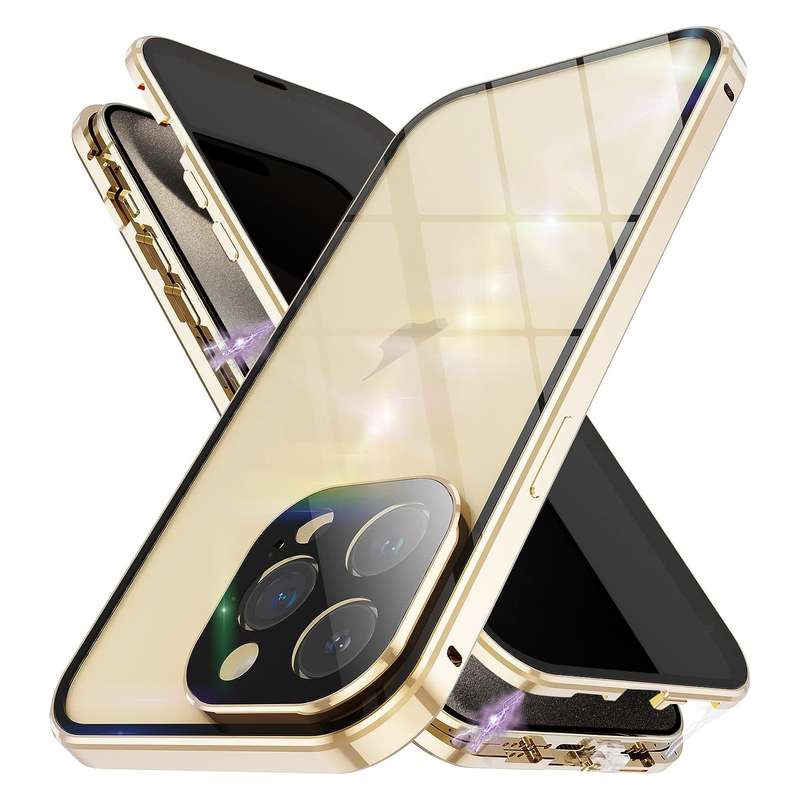 For iPhone 15 Pro Max Anti-peeping Magnetic Double-sided Tempered Glass Phone Case