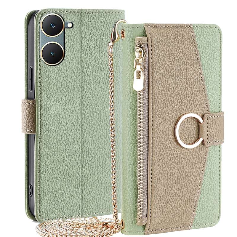 For vivo Y03 4G Crossbody Litchi Texture Leather Phone Case(Green)