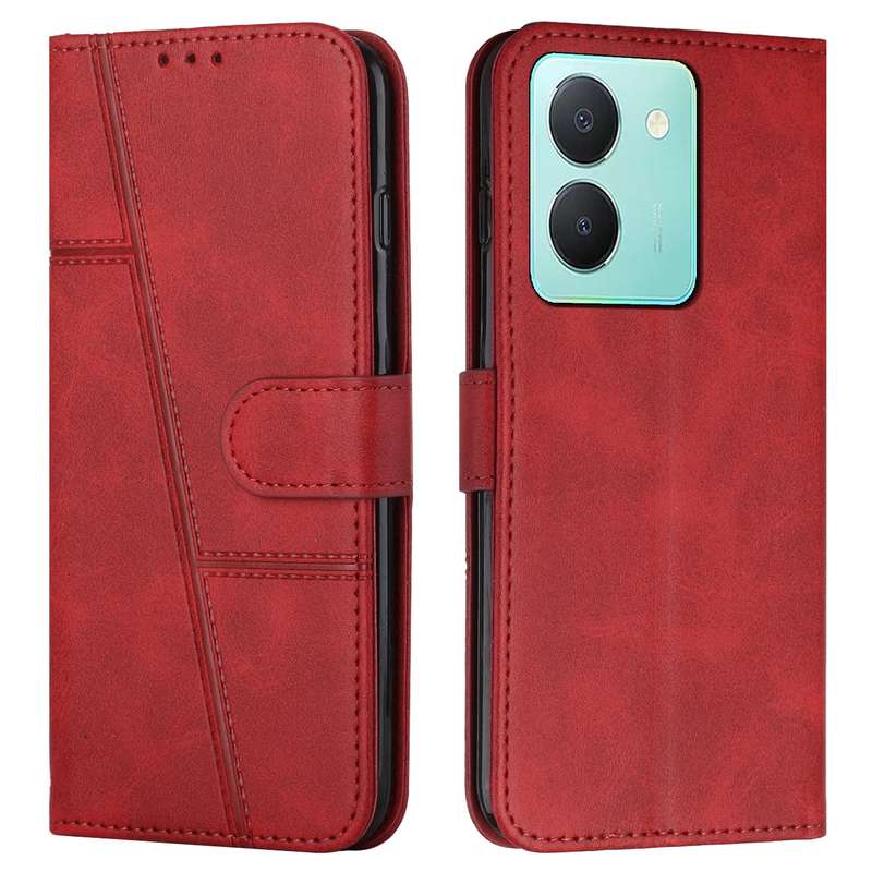 For vivo Y78 5G / Y36 Stitching Calf Texture Buckle Leather Phone Case(Pink)