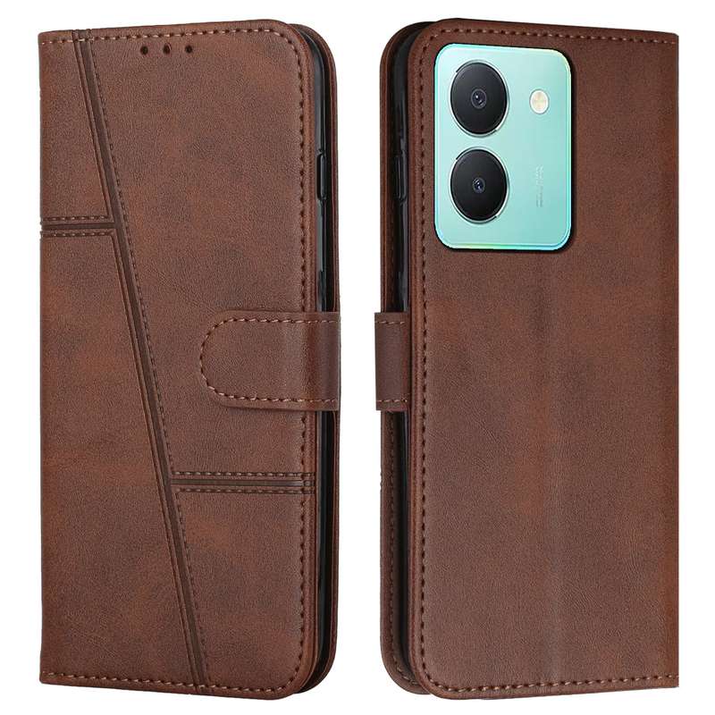 For vivo Y78 5G / Y36 Stitching Calf Texture Buckle Leather Phone Case(Pink)
