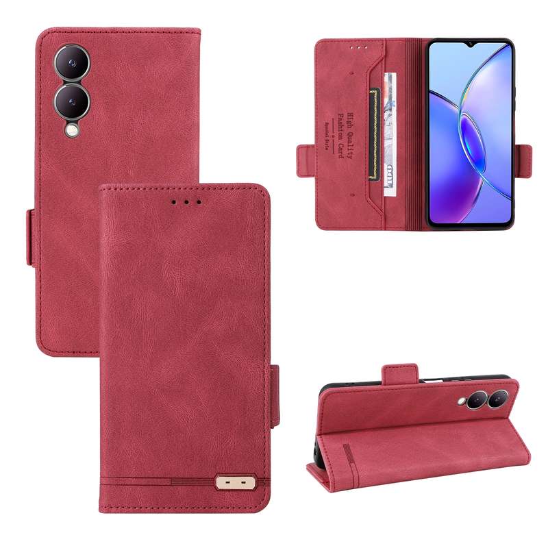 For vivo Y17s Magnetic Clasp Leather Phone Case(Purple)