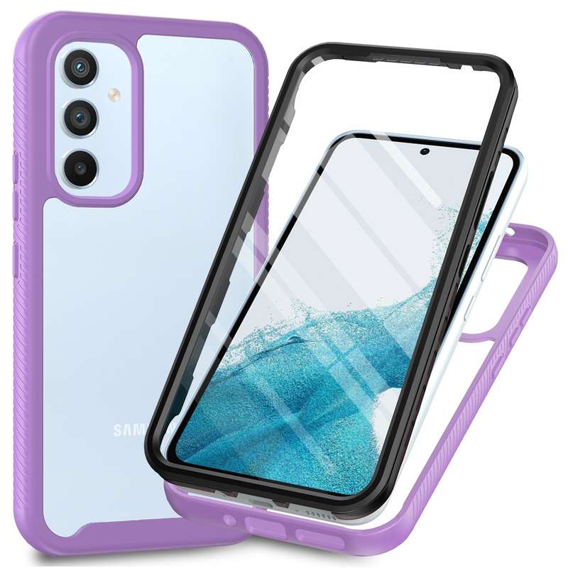 For Samsung Galaxy A54 5G Two-layer Integrated Transparent TPU + PC + PET Protective Phone Case(Blac