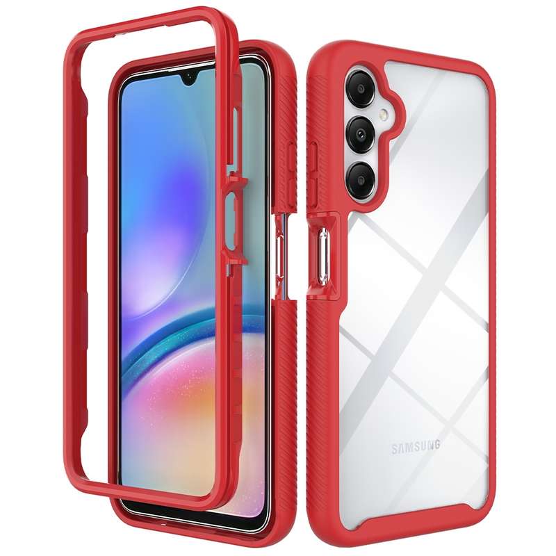 For Samsung Galaxy A05s Starry Sky Solid Color Shockproof TPU Clear PC Phone Case(Pink)