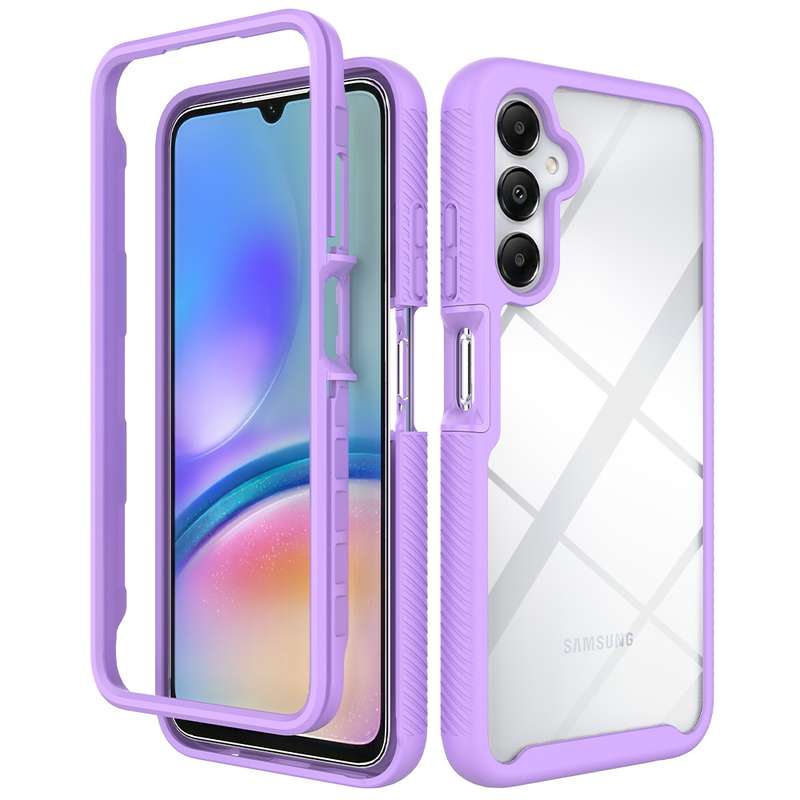 For Samsung Galaxy A05s Starry Sky Solid Color Shockproof TPU Clear PC Phone Case(Pink)