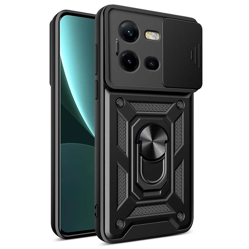 For vivo V25 5G/V25e 4G/X80 Lite 5G Sliding Camera Cover Design TPU+PC Phone Case(Gold)