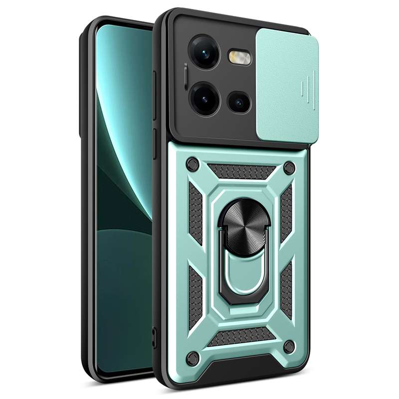 For vivo V25 5G/V25e 4G/X80 Lite 5G Sliding Camera Cover Design TPU+PC Phone Case(Gold)