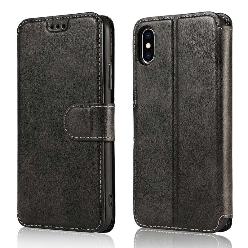 For iPhone X / XS Calf Texture Magnetic Buckle Horizontal Flip Leather Case with Holder & Card Slots
