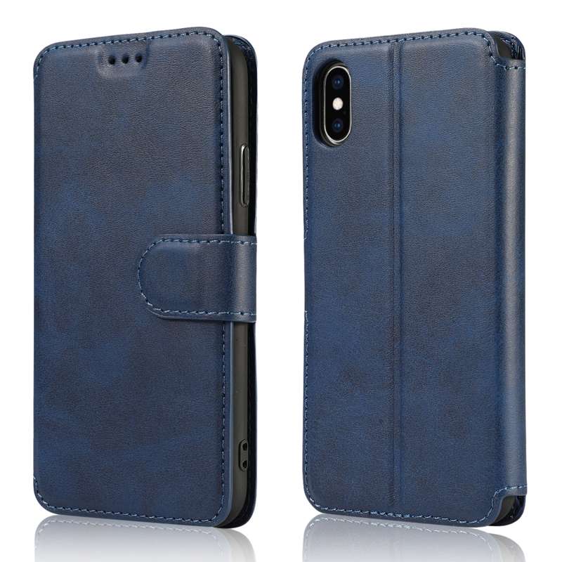 For iPhone X / XS Calf Texture Magnetic Buckle Horizontal Flip Leather Case with Holder & Card Slots