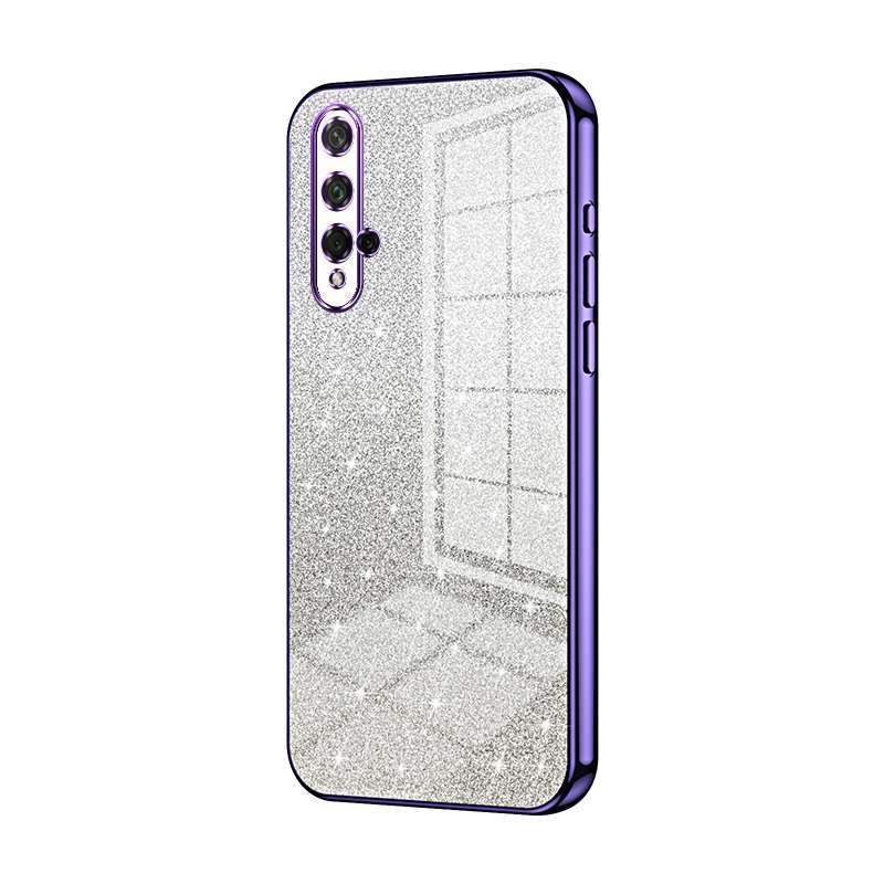 For Honor 20 / 20S / nova 5T Gradient Glitter Powder Electroplated Phone Case(Black)