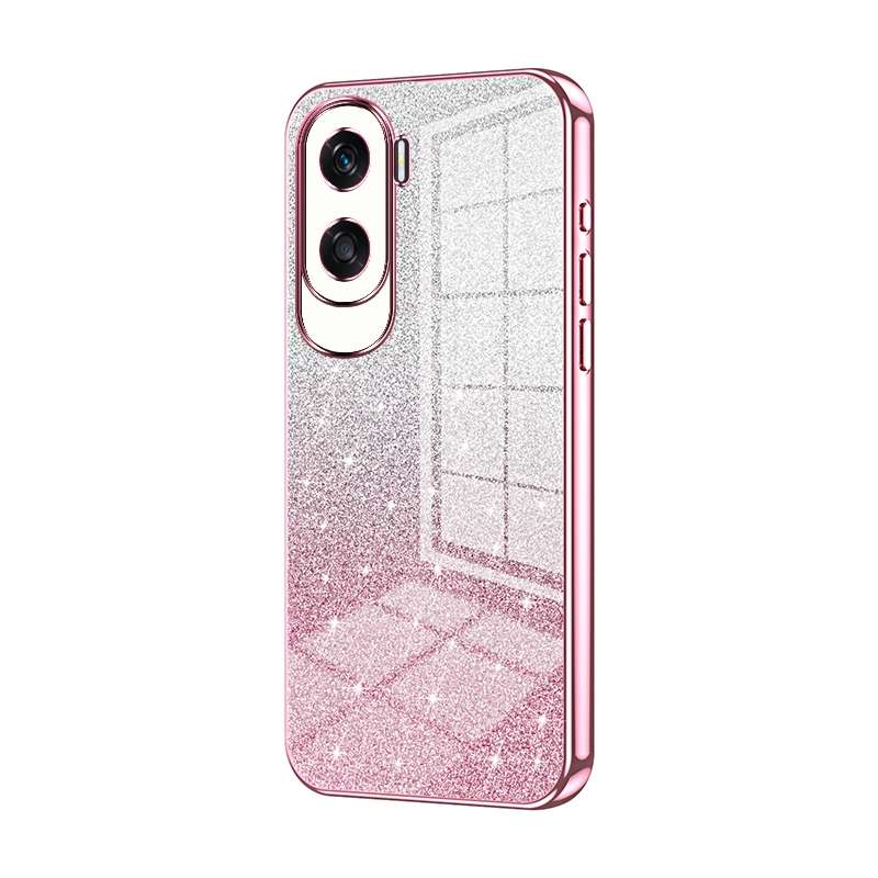 For Honor X50i / 90 Lite Gradient Glitter Powder Electroplated Phone Case(Transparent)