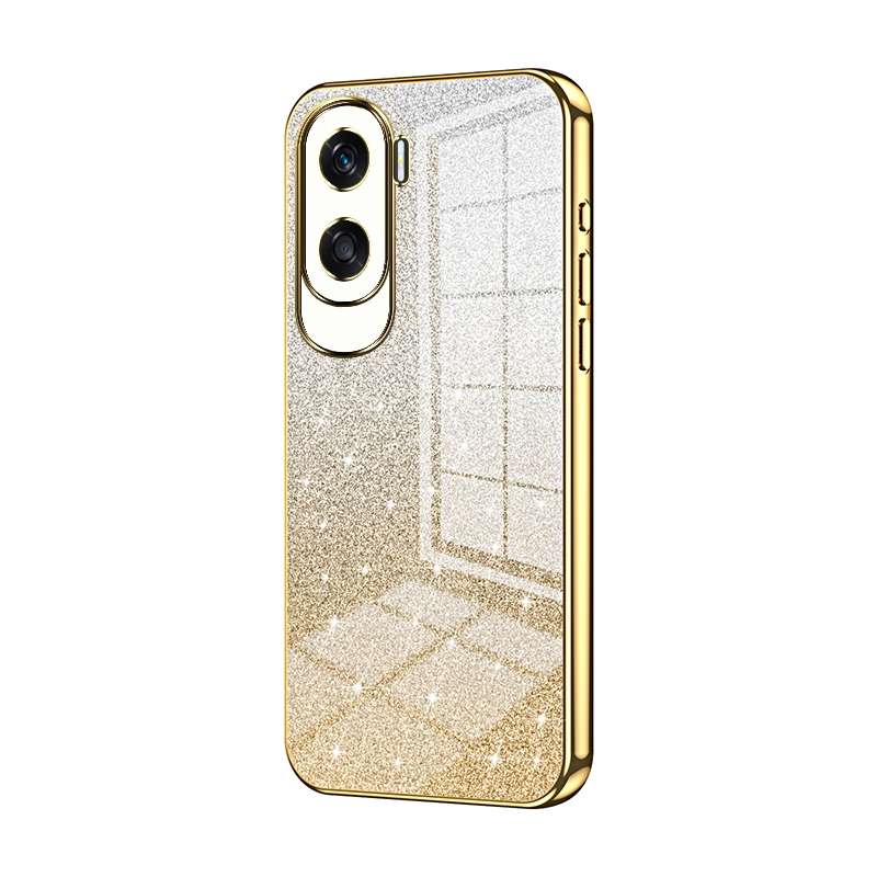 For Honor X50i / 90 Lite Gradient Glitter Powder Electroplated Phone Case(Transparent)