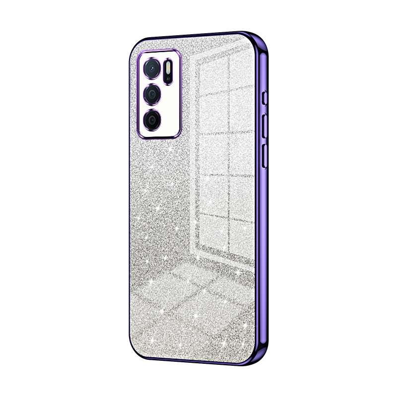 For OPPO A16 / A16s / A54s Gradient Glitter Powder Electroplated Phone Case(Pink)